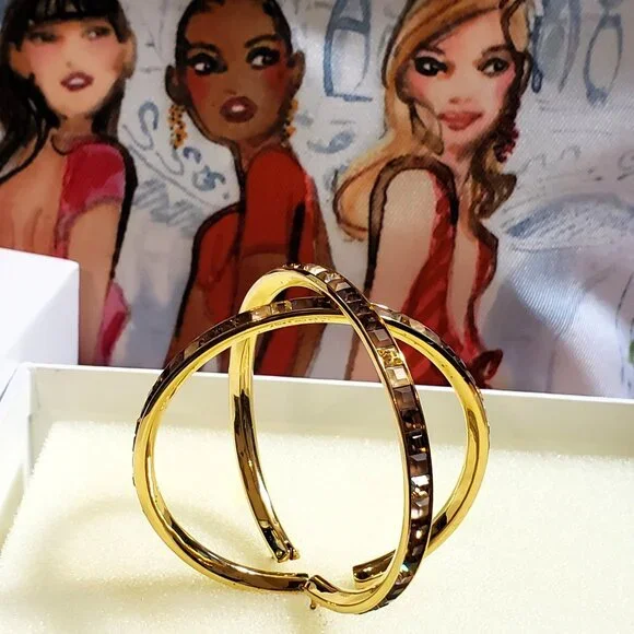 RARE Atelier Swarovski x Viktor & Rolf | "Frozen" Rose Gold Hoops - Picture 6 of 17